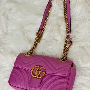 Gucci GG Matelasse Small GG Marmont Shoulder Bag Candy Mousse (Barbie Pink)